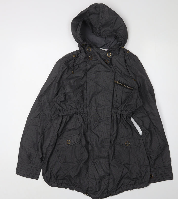 Mamas & Papas Women's Black Check Parka Jacket Size 8