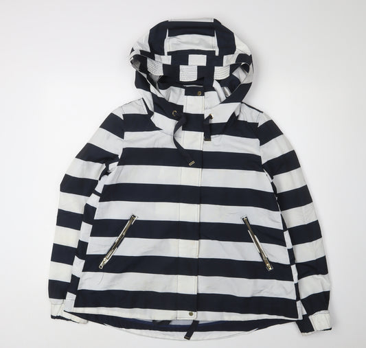 Zara Women's Blue Striped Windbreaker Jacket UK 10