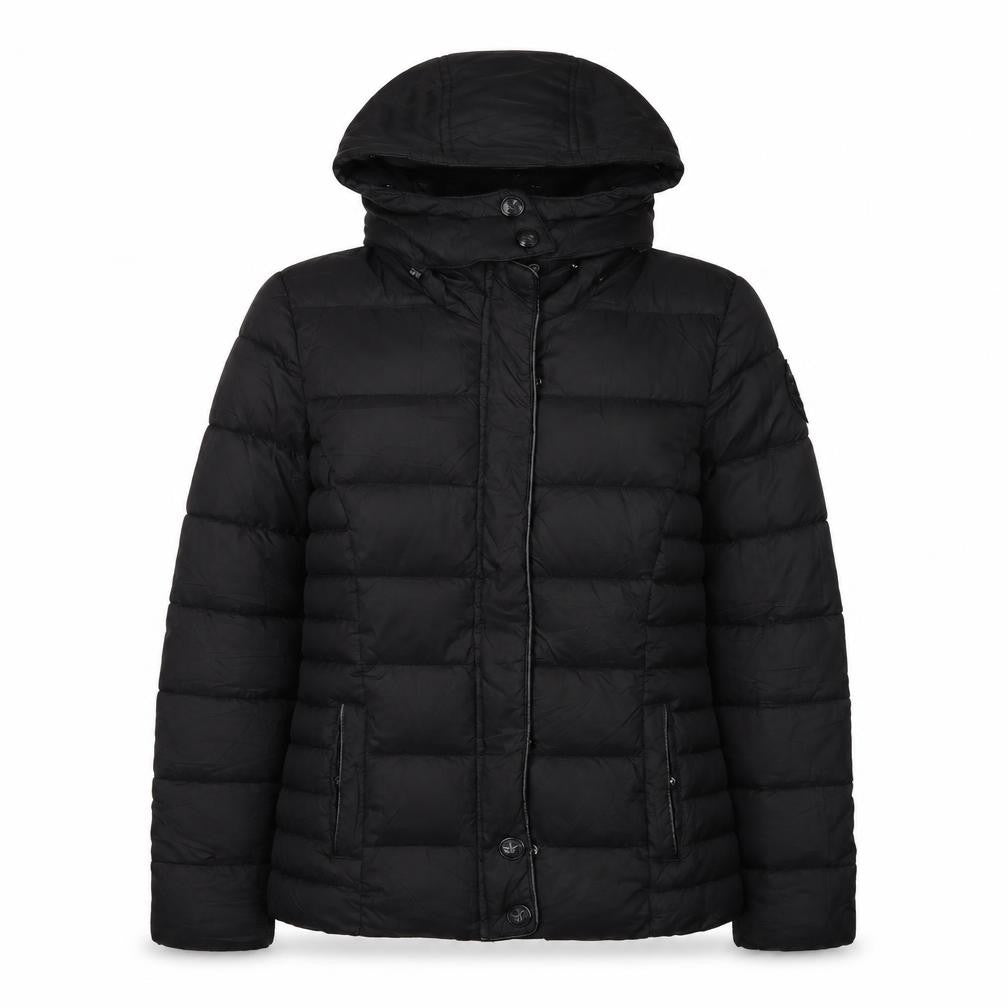 Front view of Kaporal Women's Black M Puffer Jacket Hooded