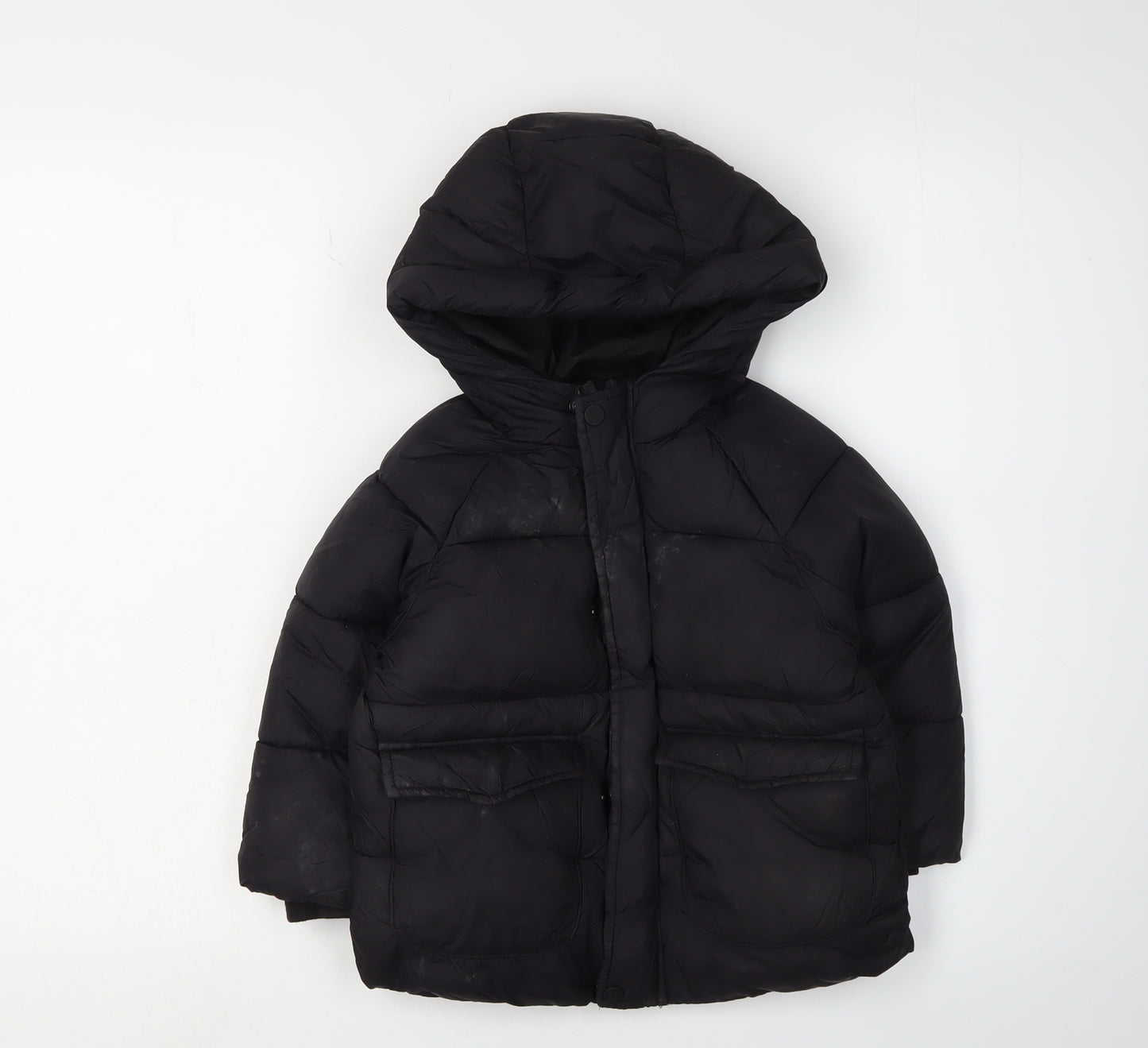 Zara Boys Black Puffer Jacket 2-3Y Winter Hooded