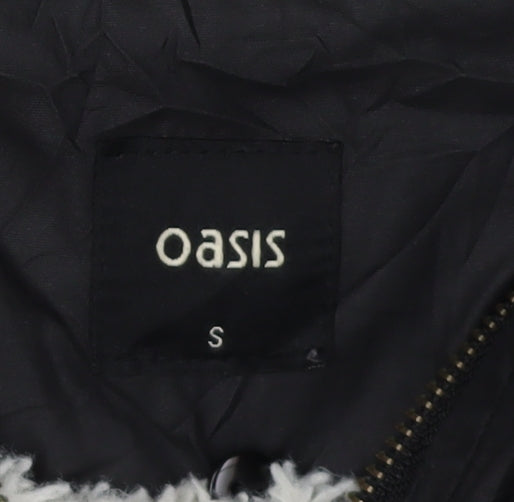 Oasis Women's Black Parka, Size S, Fur Trim Hood