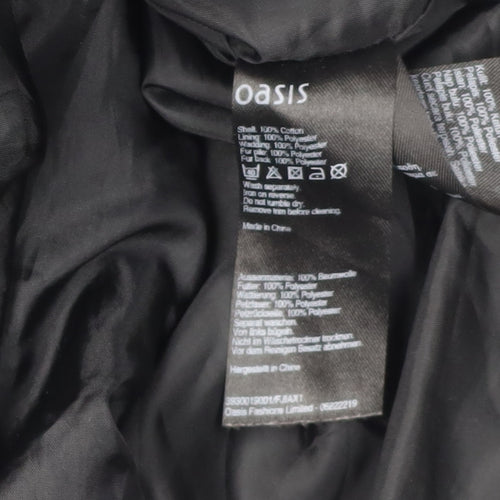 Oasis Women's Black Parka, Size S, Fur Trim Hood