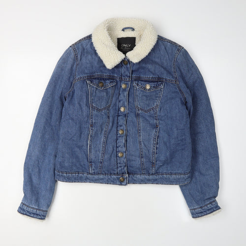ONLY Women's Blue Denim Basic Jacket Size 10