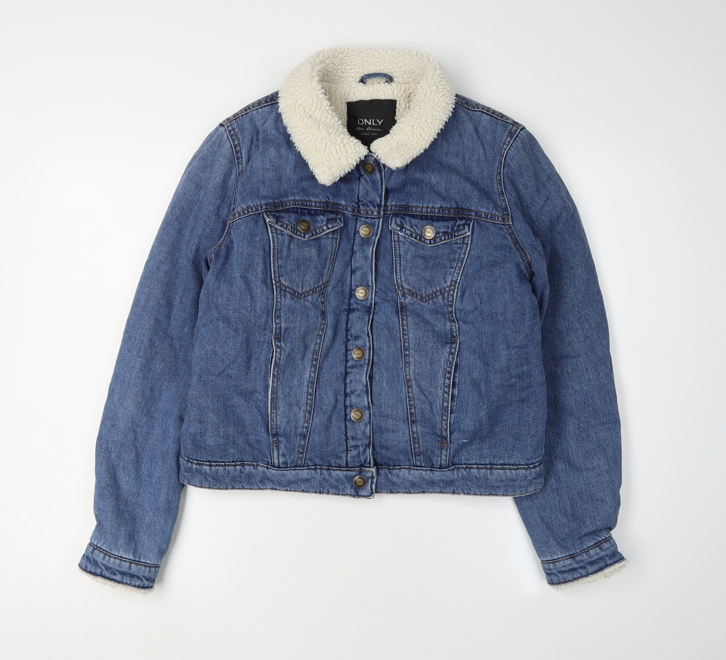 ONLY Women's Blue Denim Basic Jacket Size 10