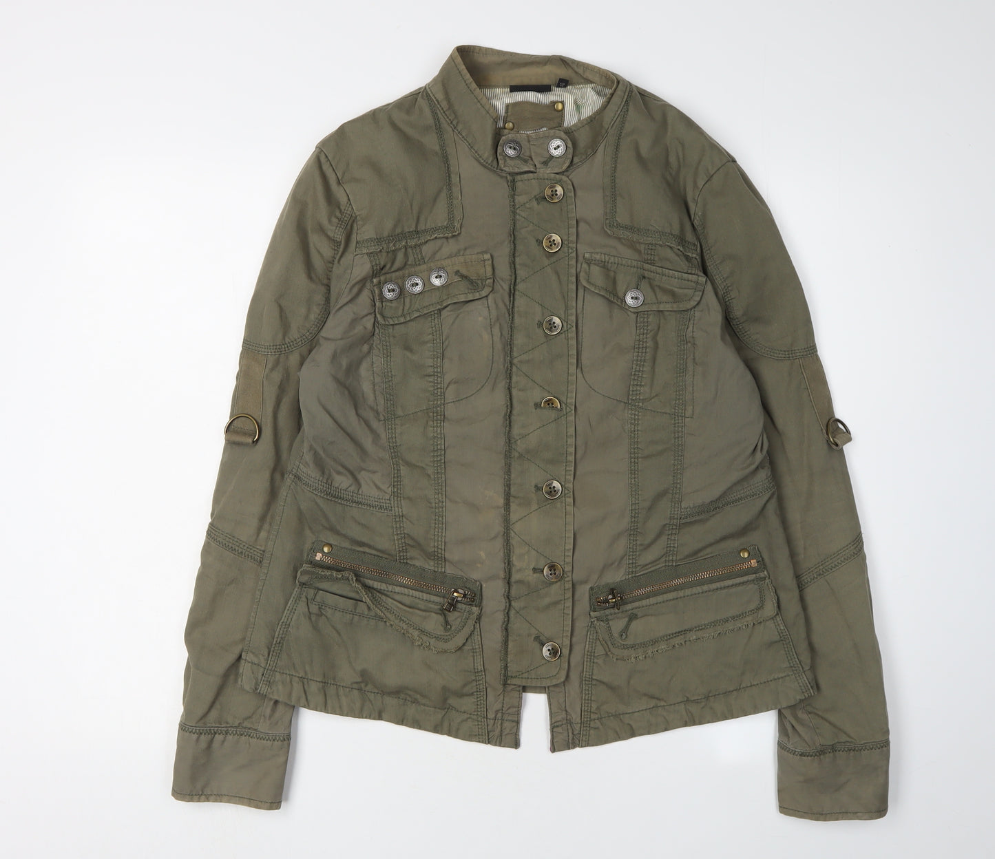 Next Women's Green Military Jacket, Size 16, Cotton