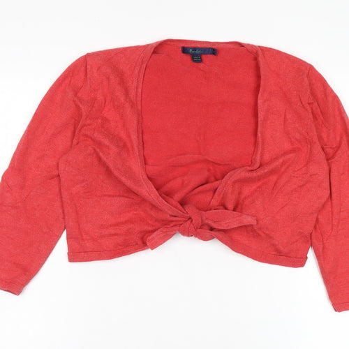 Eddie Bauer Women's Red Cardigan V-Neck Jumper M