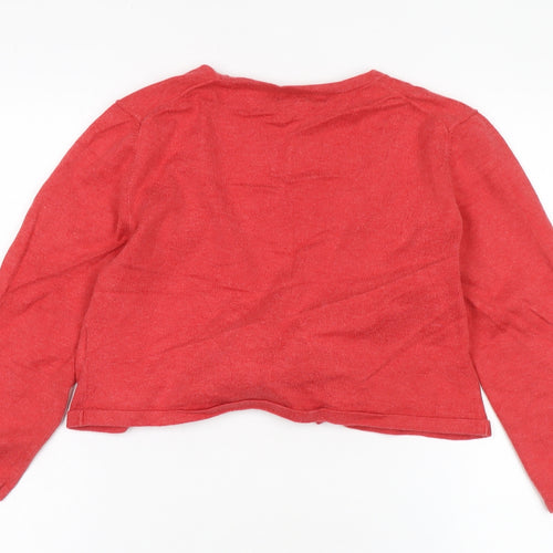 Eddie Bauer Women's Red Cardigan V-Neck Jumper M