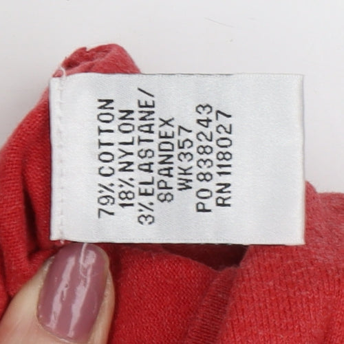 Eddie Bauer Women's Red Cardigan V-Neck Jumper M
