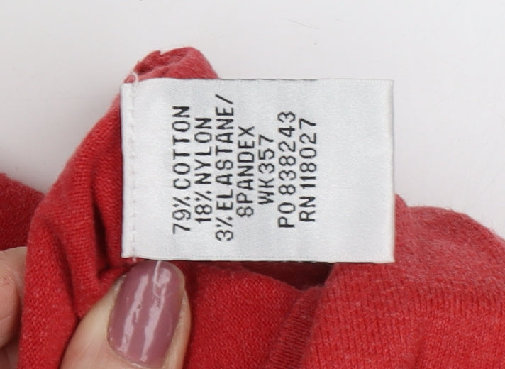 Eddie Bauer Women's Red Cardigan V-Neck Jumper M