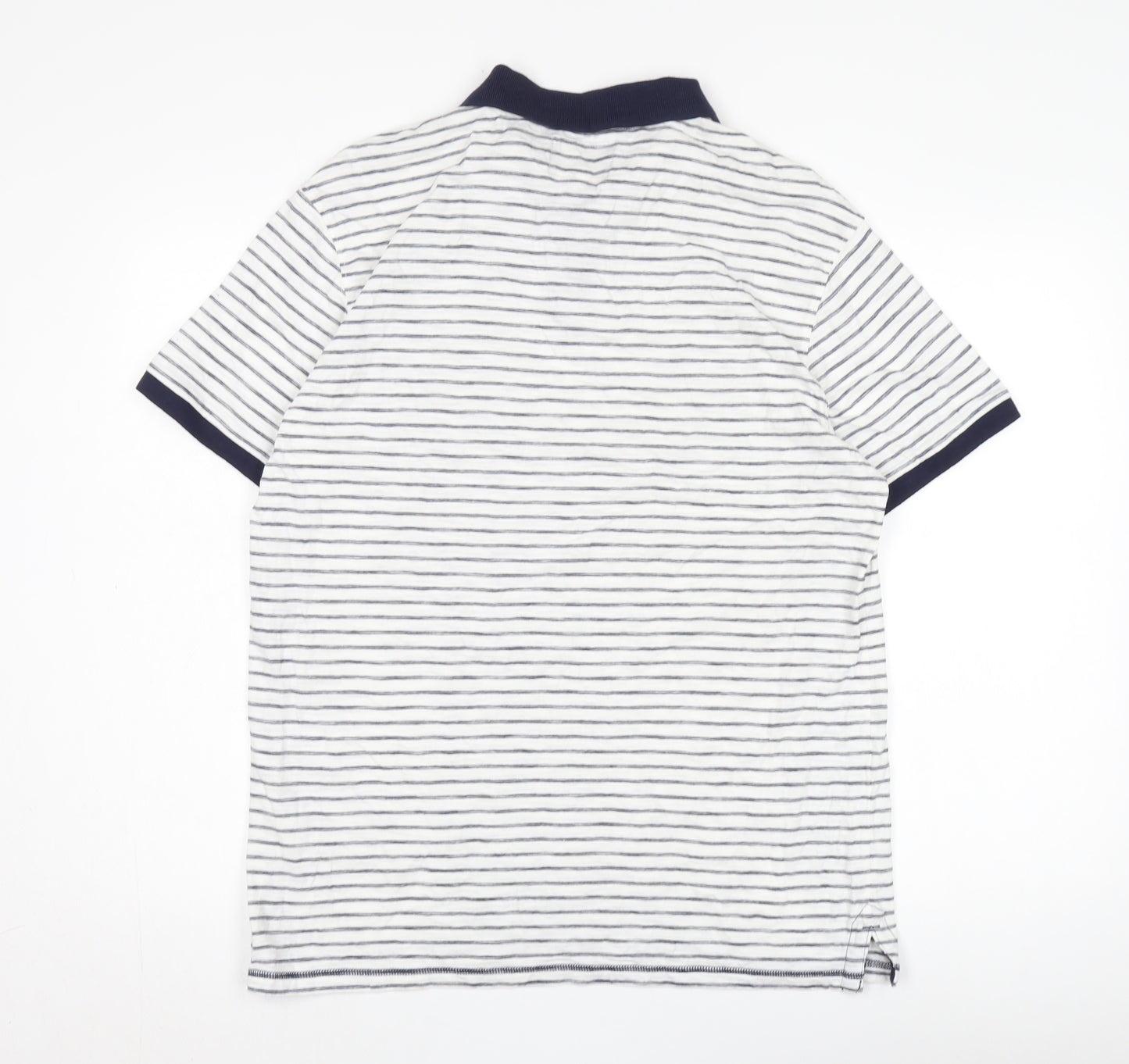 Farrell Men's White Striped Polo, Size L, Short Sleeve