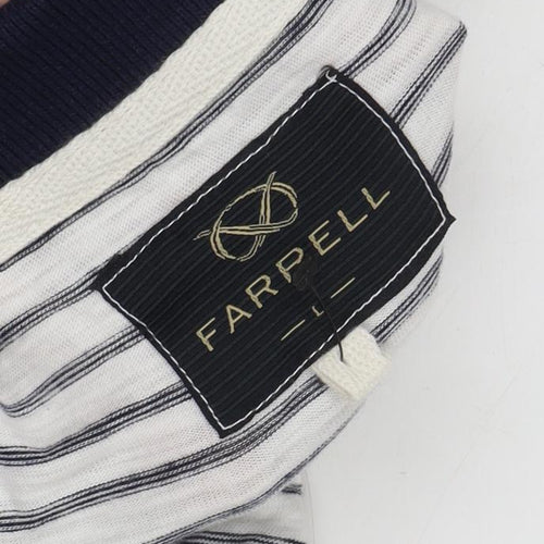 Farrell Men's White Striped Polo, Size L, Short Sleeve