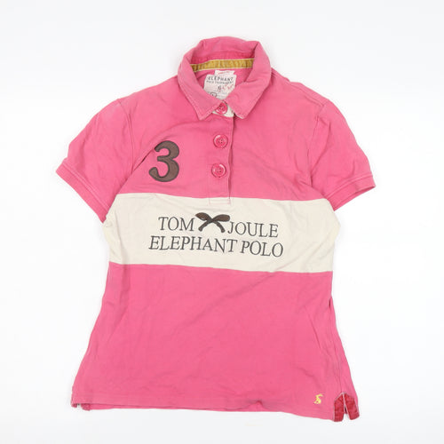 Joules Women's Pink Polo Shirt, Size L, Slim Fit