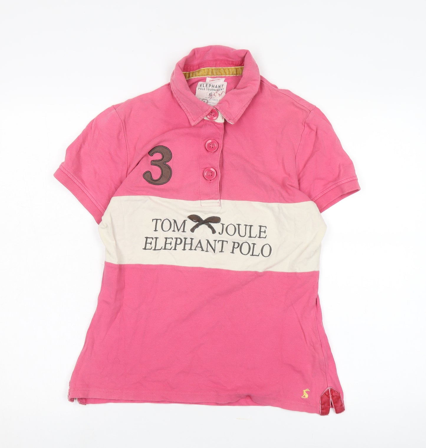 Joules Women's Pink Polo Shirt, Size L, Slim Fit