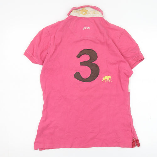 Joules Women's Pink Polo Shirt, Size L, Slim Fit
