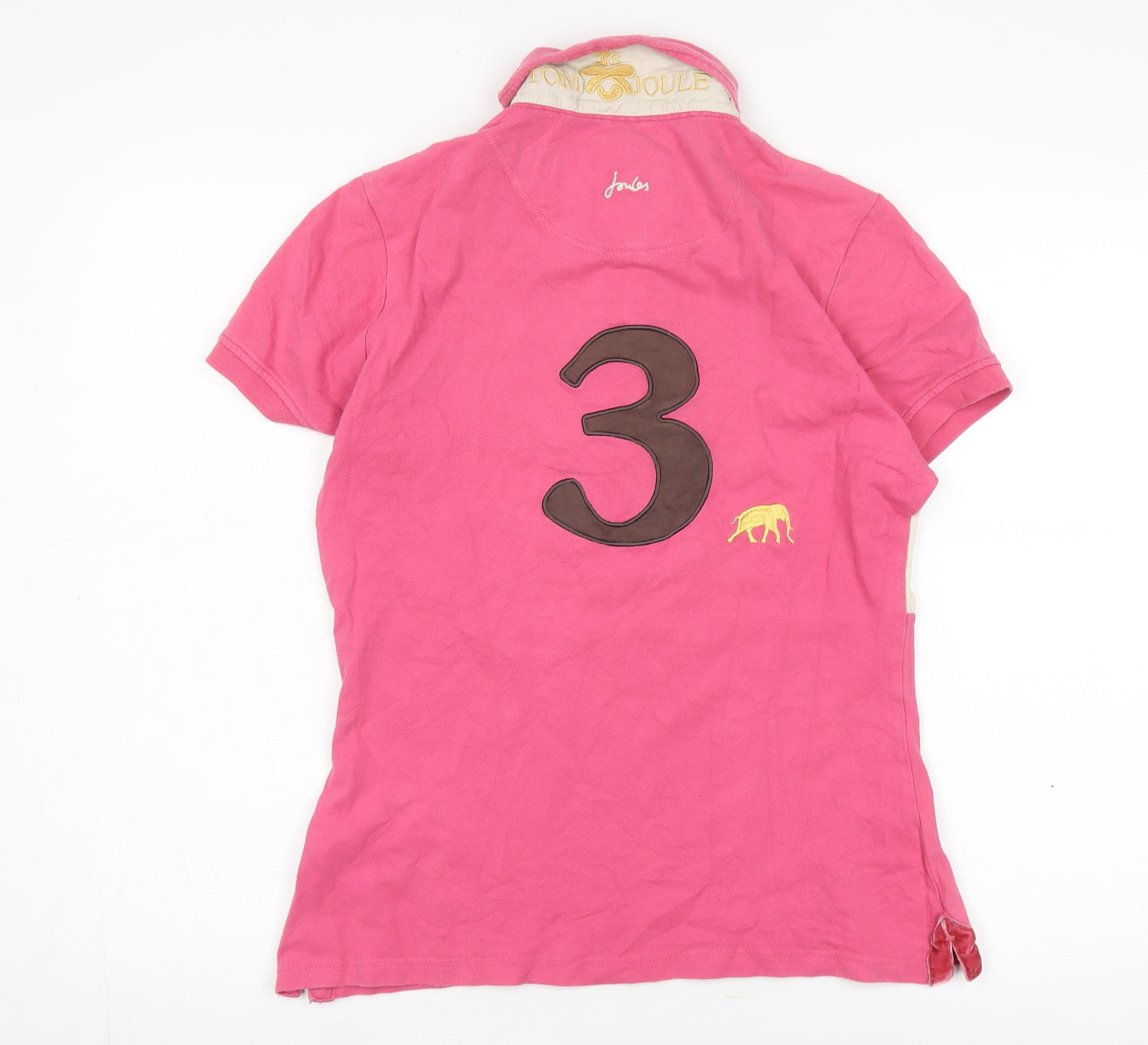 Joules Women's Pink Polo Shirt, Size L, Slim Fit