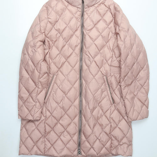 Per Una Women's Pink Quilted Mid-Length Coat Size 20