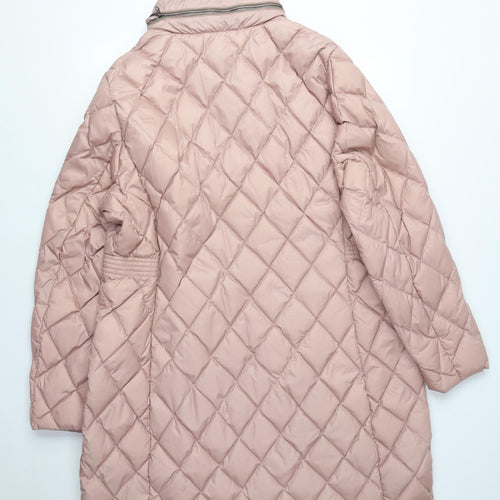Per Una Women's Pink Quilted Mid-Length Coat Size 20