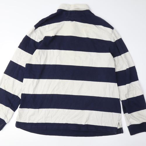 Ralph Lauren Men's Blue Striped Long Sleeve Polo Shirt L