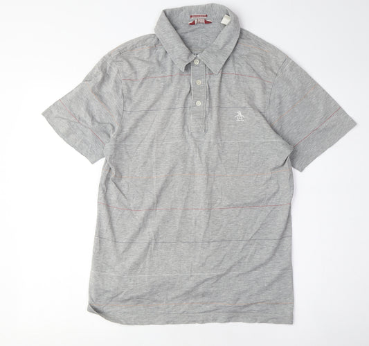 Original Penguin Men's Grey Slim Fit Polo M Cotton