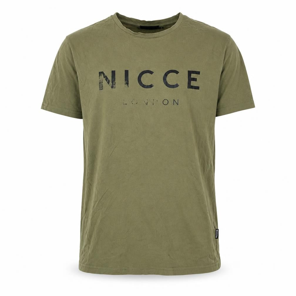 Front view of NICCE Men's Green Medium T-Shirt, Solid Crew Neck