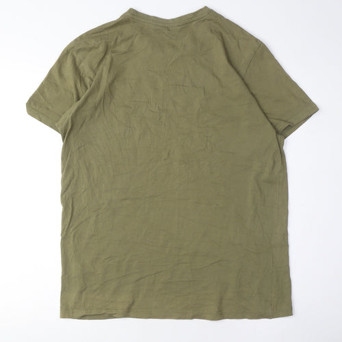 Nicce Men's Green Medium T-Shirt, Solid Crew Neck