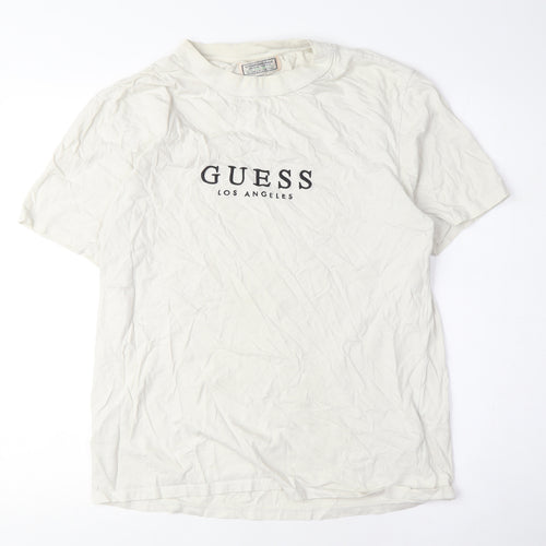 Guess Men's Beige Short Sleeve Logo T-Shirt Size S