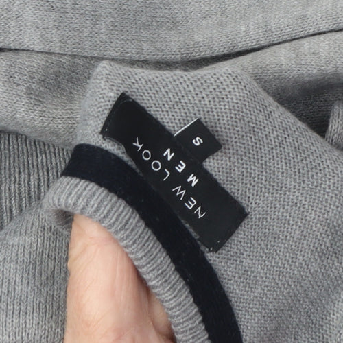 New Look Unisex Grey V-Neck Pullover Jumper Size S