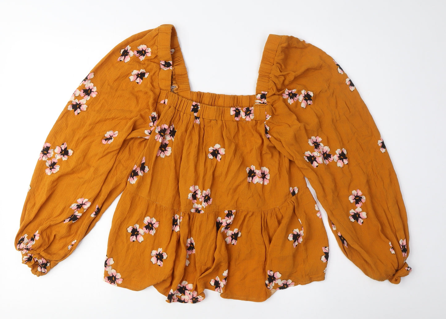 ASOS Women's Mustard Floral Blouse UK 10 Viscose