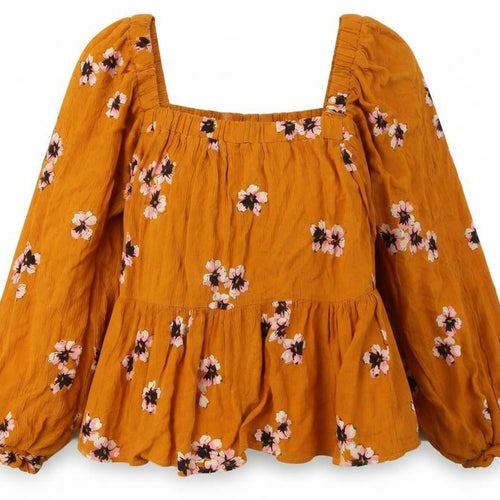 ASOS Women's Mustard Floral Blouse UK 10 Viscose