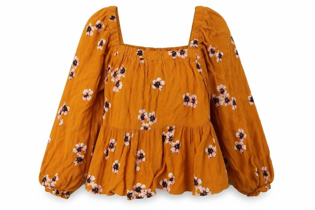 ASOS Women's Mustard Floral Blouse UK 10 Viscose