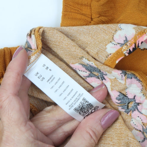 ASOS Women's Mustard Floral Blouse UK 10 Viscose