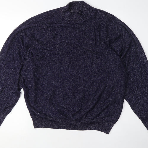 Marks and Spencer Women's Blue High Neck Pullover Jumper M