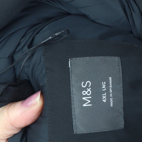 M&S Men's Black 4XL Puffer Jacket with Hood