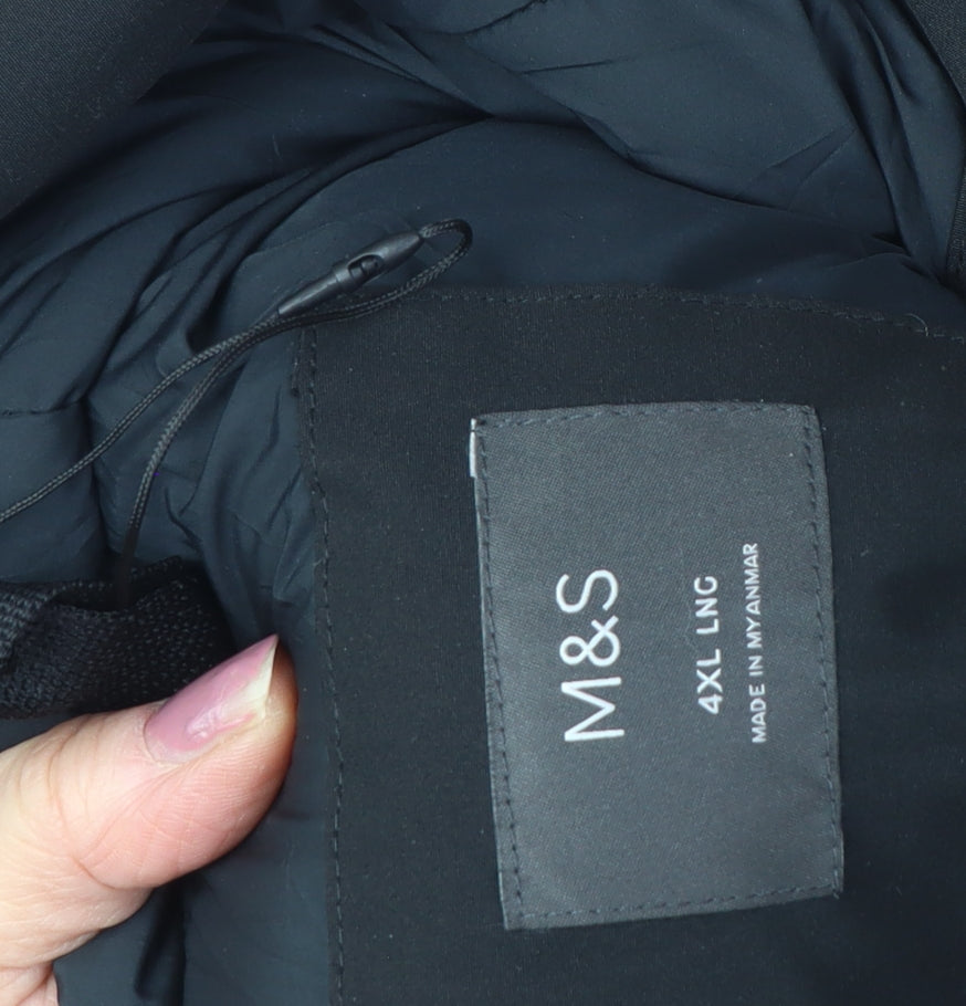 M&S Men's Black 4XL Puffer Jacket with Hood