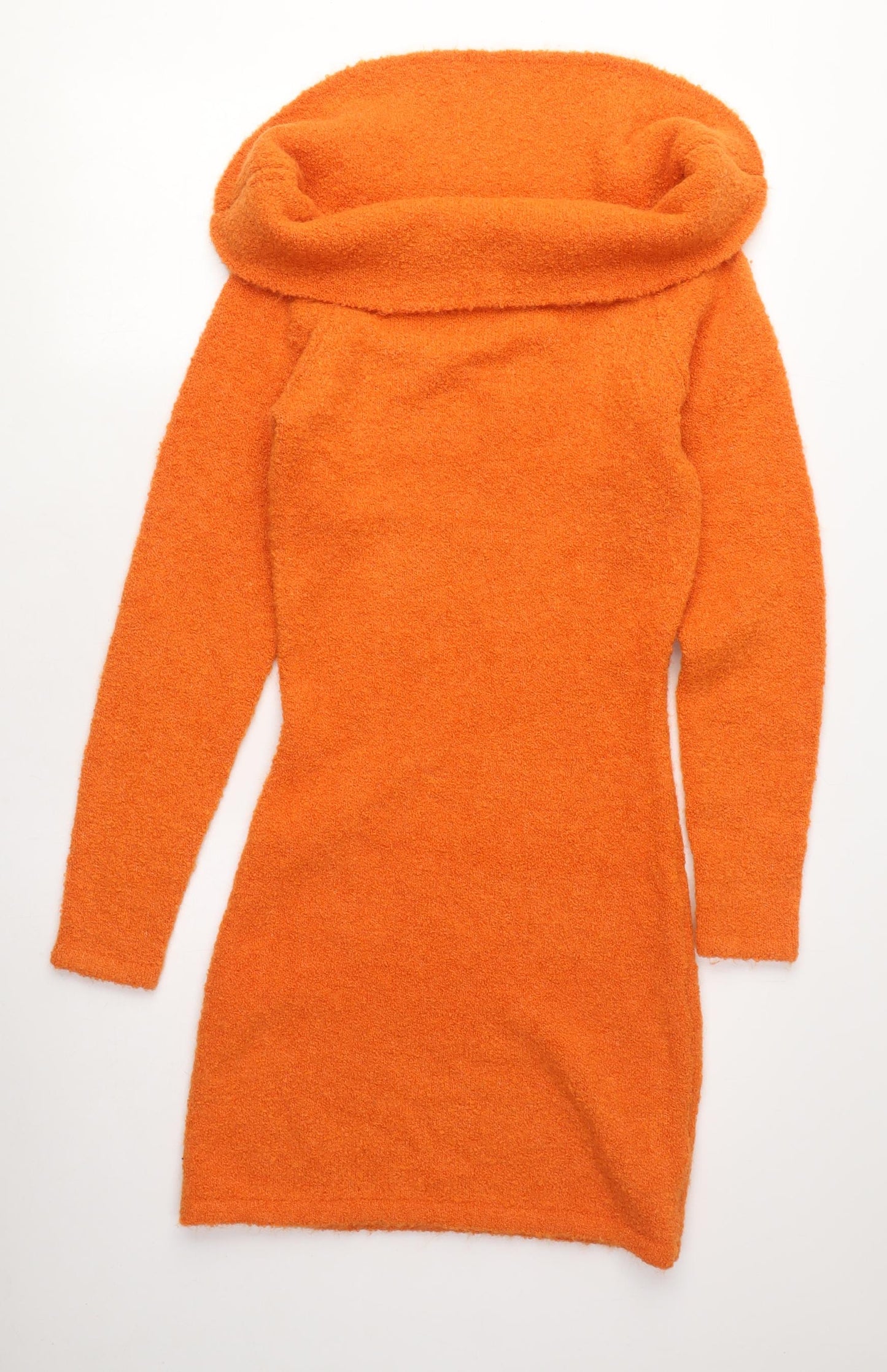 H&M Women Orange Bodycon Dress, Size 8, Long Sleeve