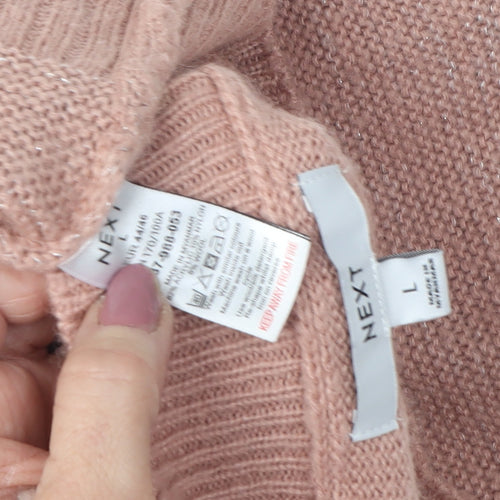 Next Women's Pink Lace Accent Pullover Jumper L