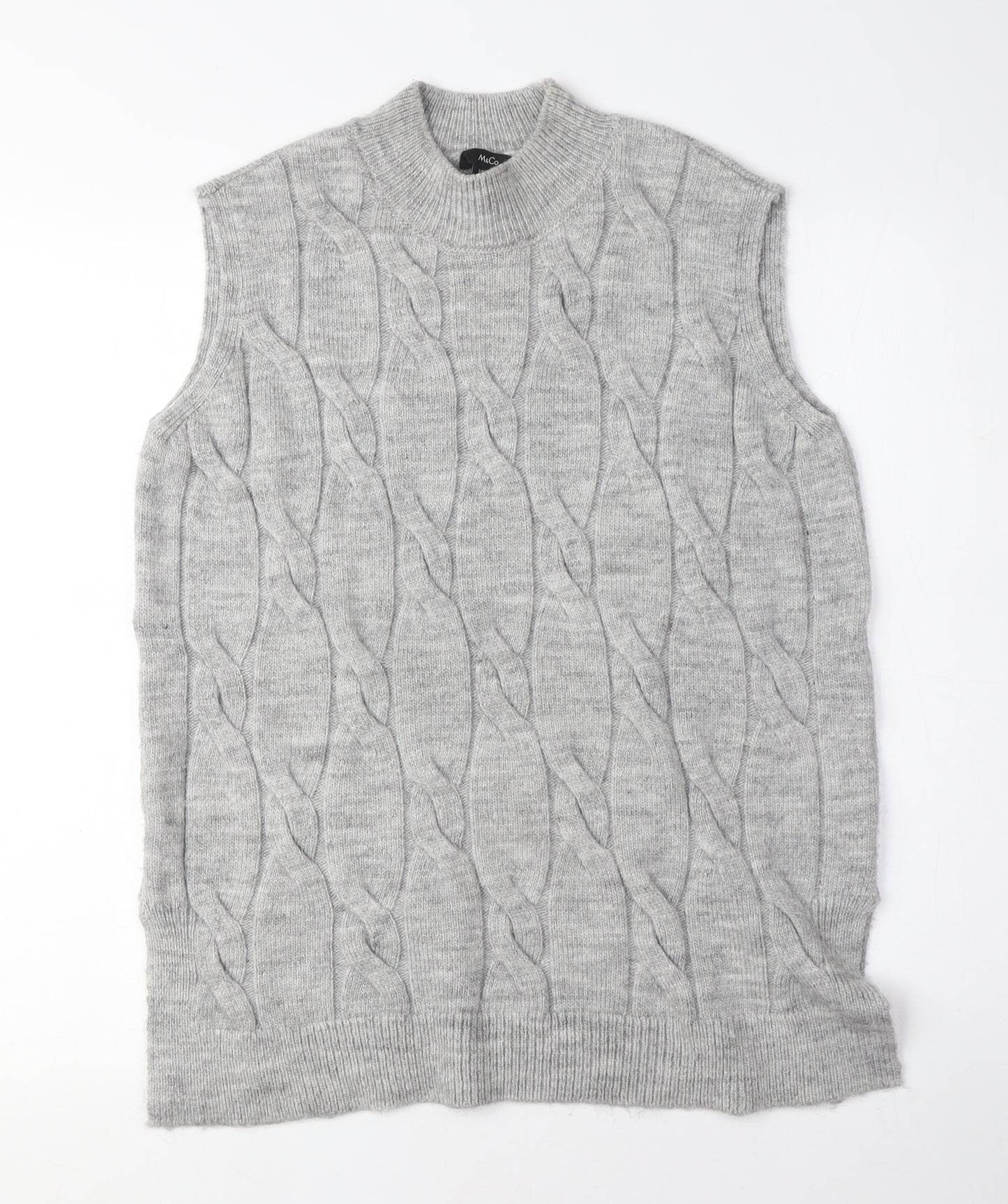 M&Co Women's Grey Mock Neck Cable-Knit Vest L