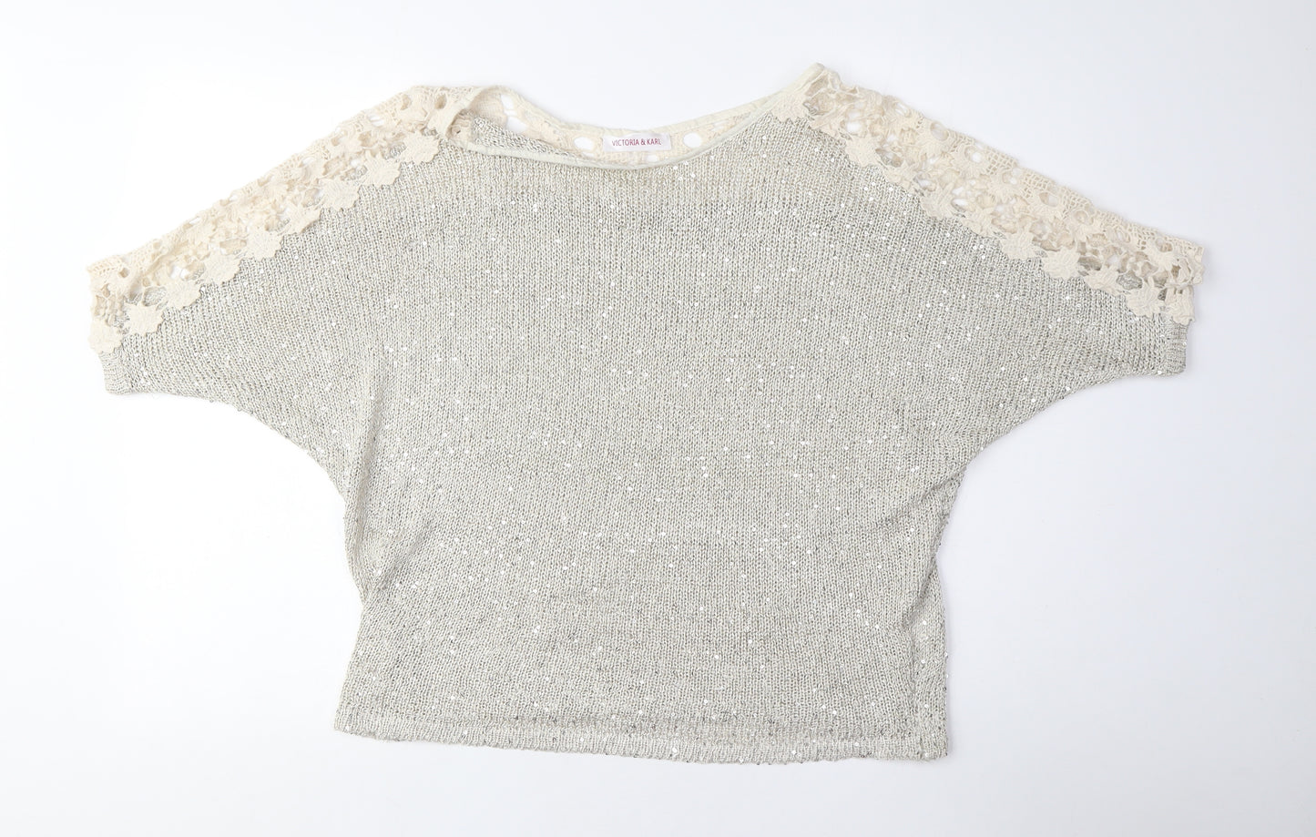 Victoria & Karl Women's Silver Sequin Pullover Jumper One Size