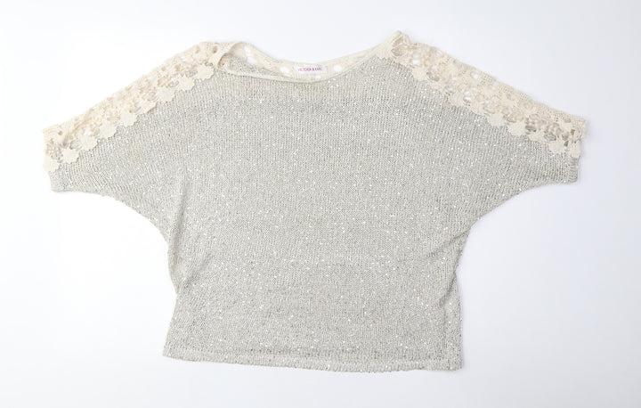 Victoria & Karl Women's Silver Sequin Pullover Jumper One Size