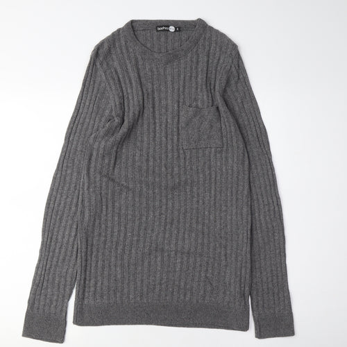 boohoo Grey Unisex Crew Neck Pullover Jumper Size M
