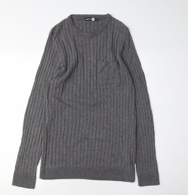 boohoo Grey Unisex Crew Neck Pullover Jumper Size M
