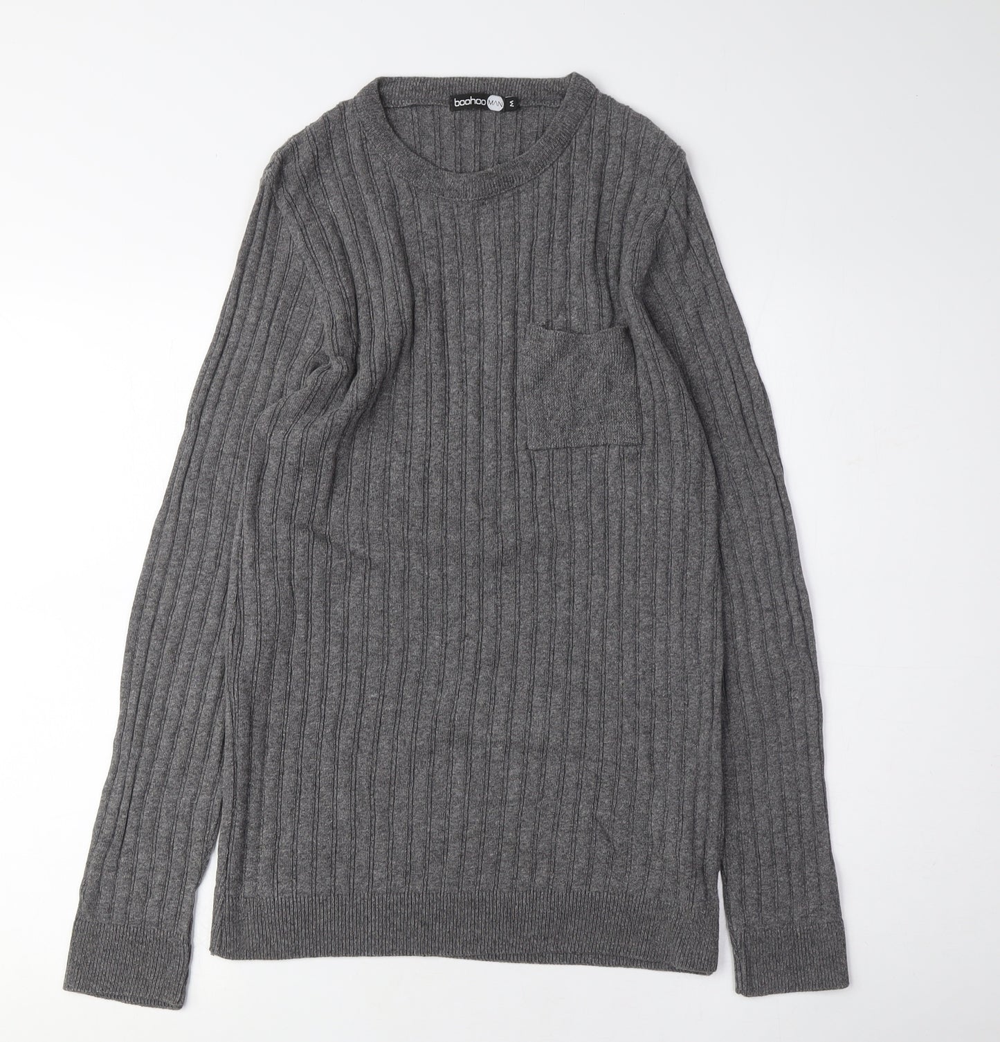 boohoo Grey Unisex Crew Neck Pullover Jumper Size M
