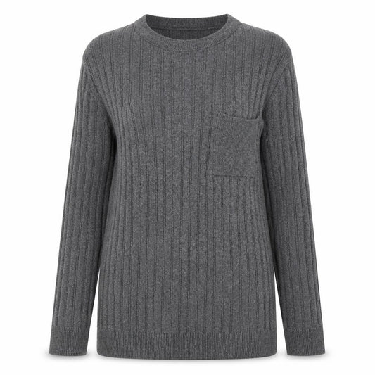 Front view of boohoo Grey unisex crew neck jumper, size M