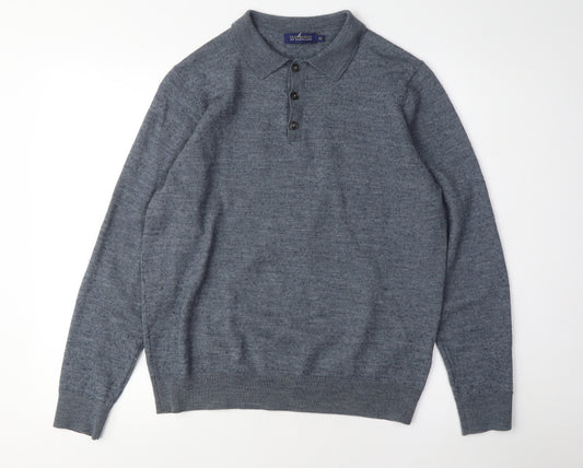 Gleneagles Men's Grey Henley Jumper, M, Classic Style