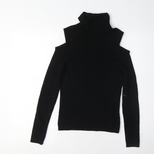 River Island Women's Black High Neck Cold Shoulder Jumper