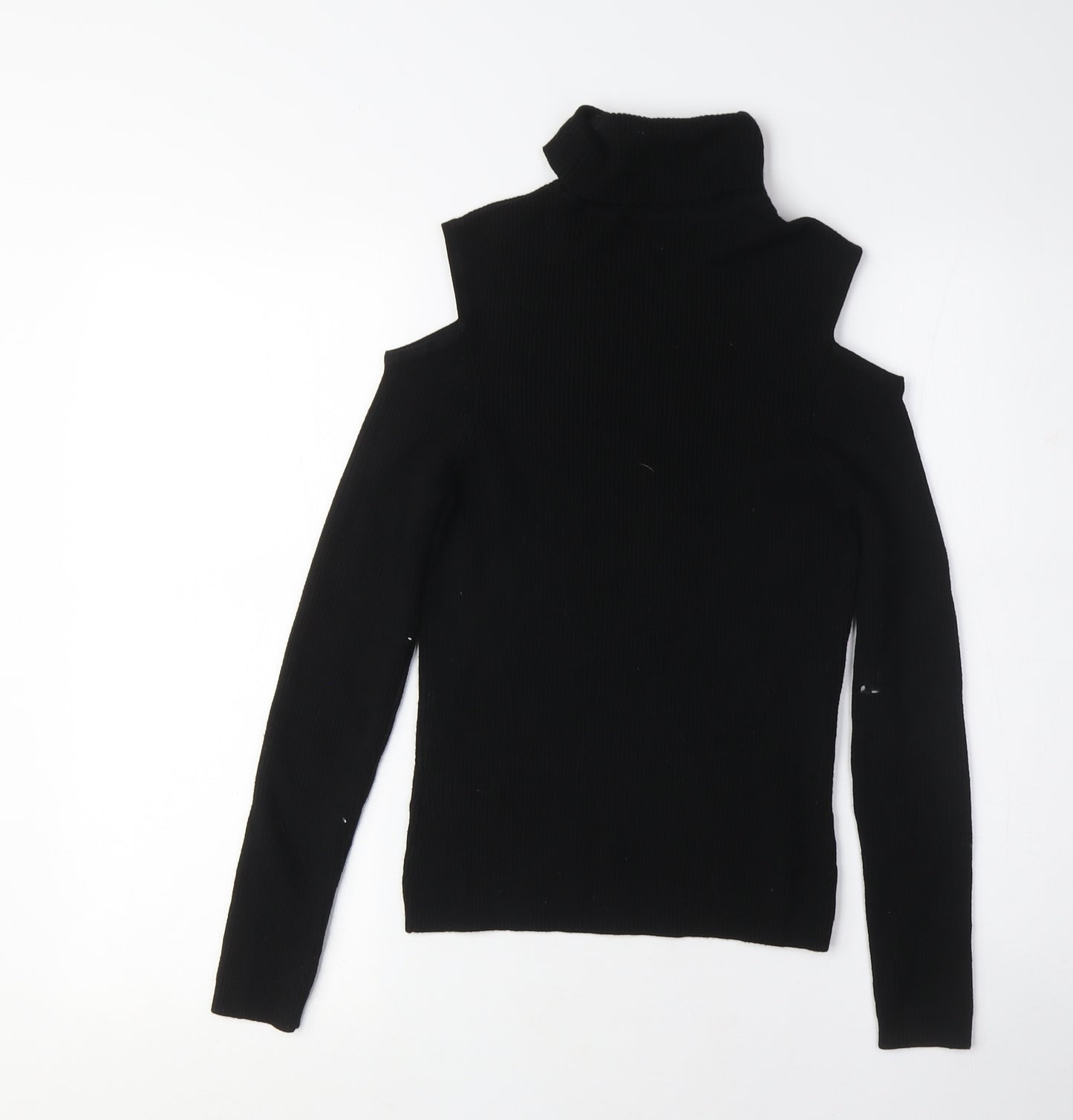 River Island Women's Black High Neck Cold Shoulder Jumper