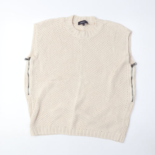 Limited Edition Women's Beige Knit Vest Zip Accent Size 12