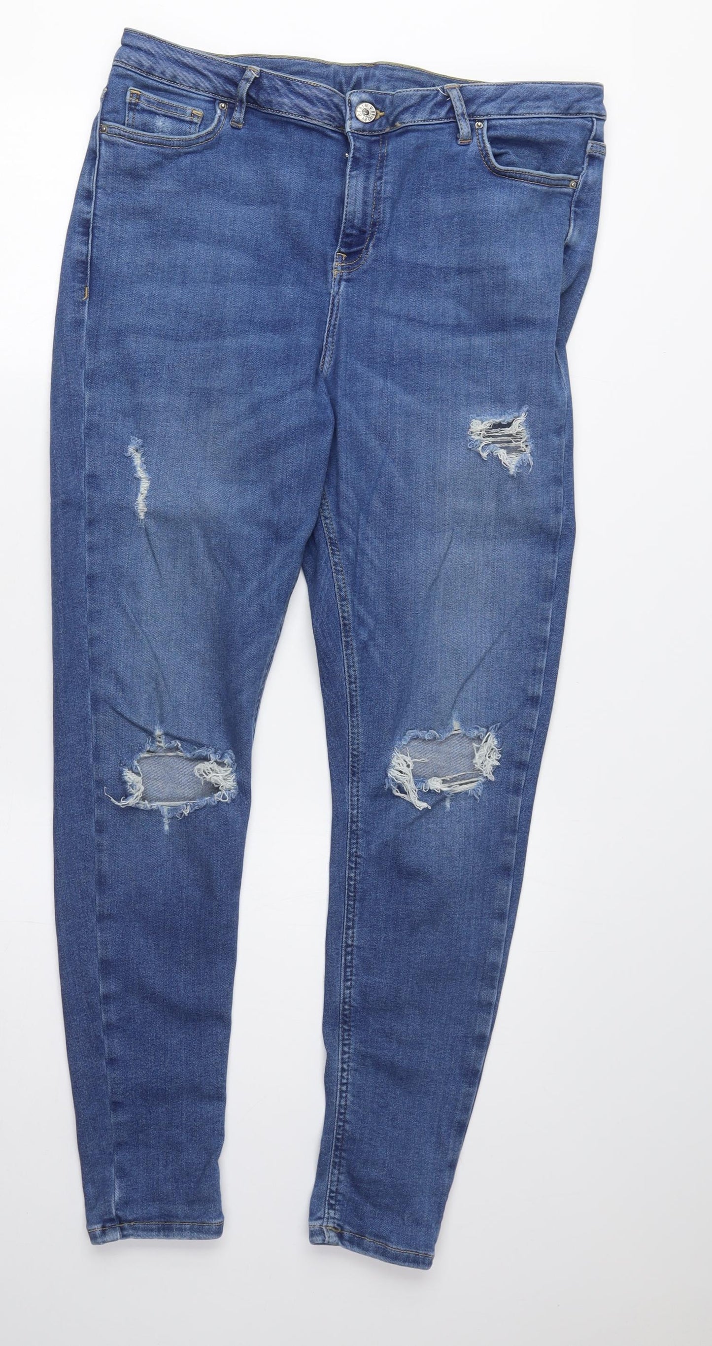 By Very Women's Blue Skinny Distressed Jeans Size 16