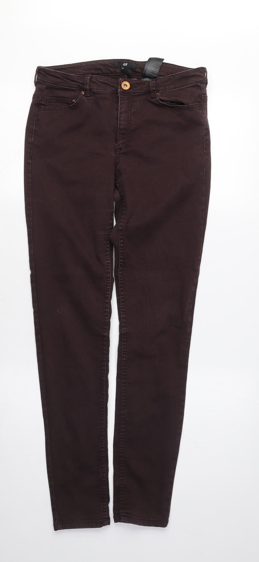 H&M Women's Skinny Brown Jeans Size 12, Stretch, 5-Pocket Design