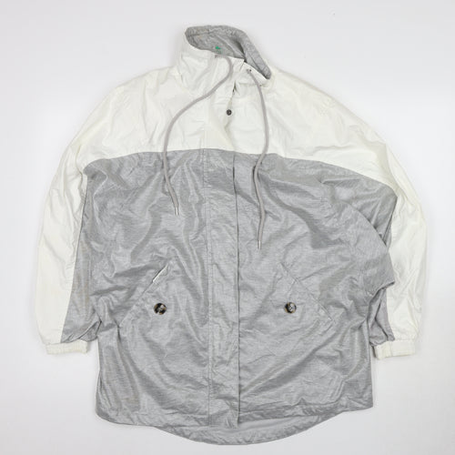 United Colors of Benetton Men's Grey White Windbreaker Jacket L
